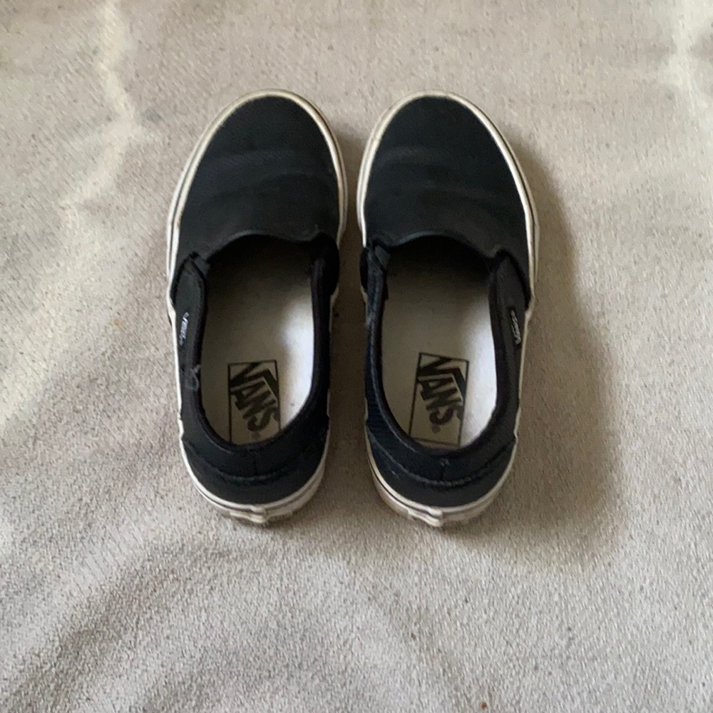 Women Black Slip On Vans Size 6